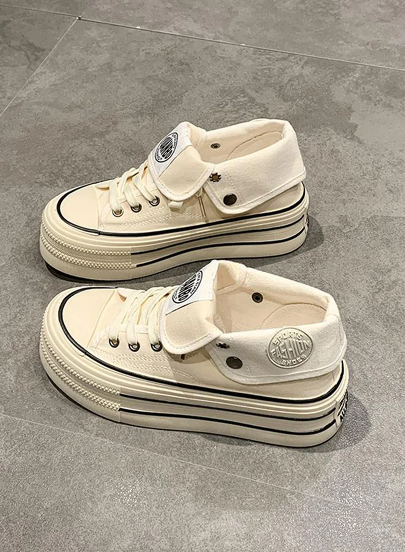 Take Two Women Canvas Lace-Up Chunky Sneakers